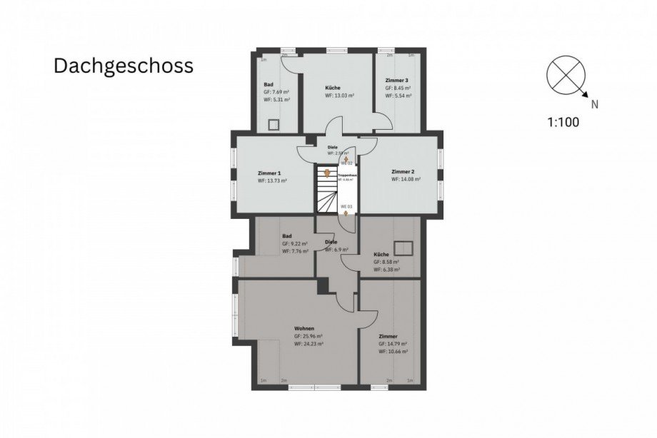 Grundriss Dachgeschoss Wohn- / Gesch�ftshaus Steinhude