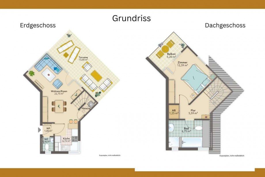 Grundriss EG-DG Maisonettewohnung Berlin