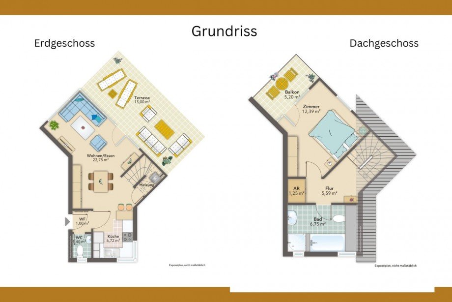 Grundriss EG:DG Maisonettewohnung Berlin