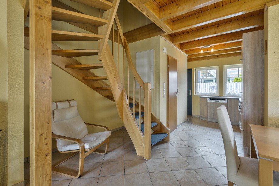 Blick auf Treppe ins Obergeschoss Ferienhaus Rheinsberg