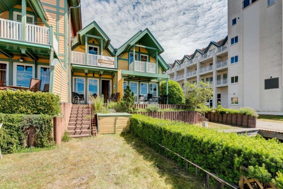 R�ckansicht des Ferienhauses mit Garten Reihenmittelhaus Rheinsberg