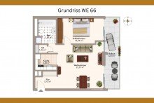Grundriss WE 66 POTSDAMER PLATZ: Bezugsfreie 2-Zimmer-Eigentumswohnung in Toplage