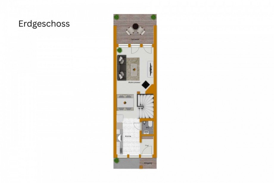 Grundriss EG Reihenmittelhaus Rheinsberg